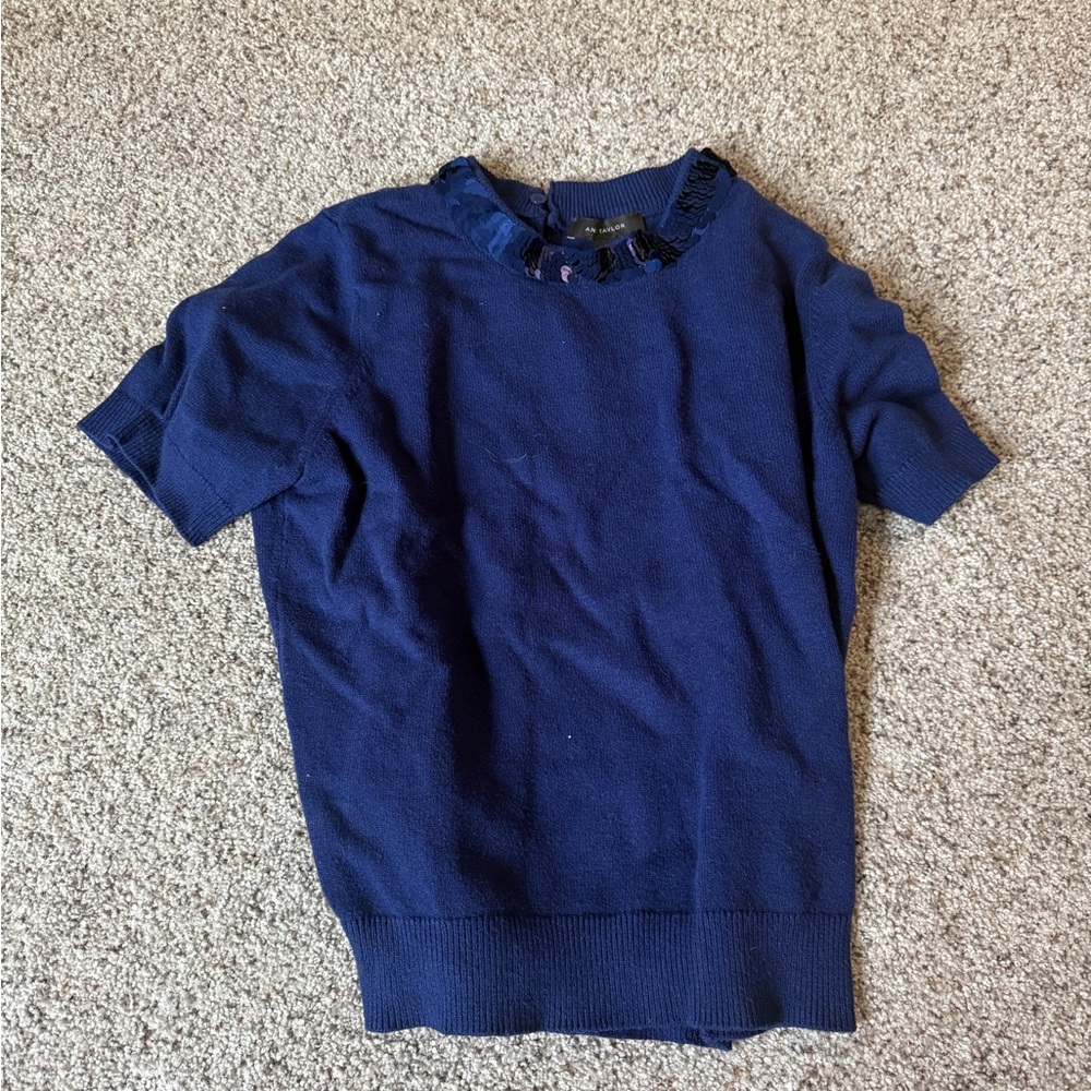 Ann Taylor Navy Blue Short Sleeve Top